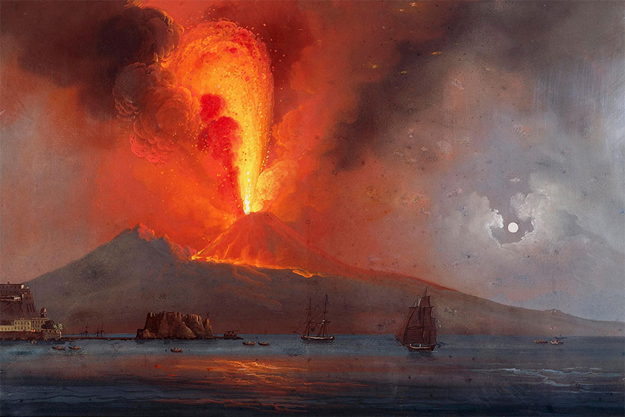 Vezüv Yanardağı, güney İtalya'daki Campania ovasında Napoli Körfezi'nin üzerinde yükselen aktif bir yanardağdır.